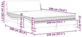 Cama com colchão 140x190 cm couro artificial branco