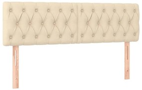 Cama box spring c/ colchão e LED 160x200 cm tecido cor creme
