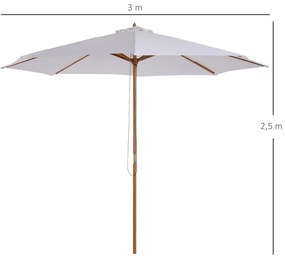 Chapéu de Sol de Jardim Ø300x250cm com Sistema de Polia Teto Ventilado