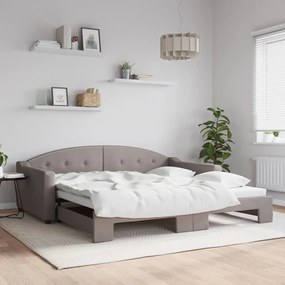 Sofá-cama com gavetão 100x200 cm tecido cinzento-acastanhado