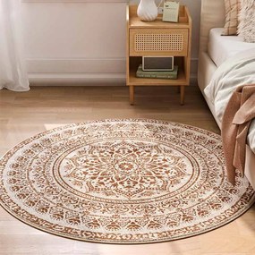 Tapete redondo 120 cm d estilo boho cappuccino bege