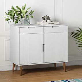 vidaXL Aparador MOLDE 90x40x80 cm pinho maciço branco
