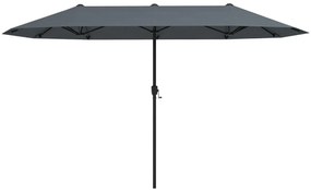 Guarda-sol de 392 cm com dupla face, grande, tamanho duplo, com manivela e 12 varas resistentes para jardim Cinzento