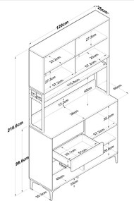 Armário Alto de Cozinha "Stella" - Nogueira e Branco - Design Moderno