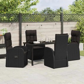 Cadeiras de Jardim Reclináveis 5 pcs Preto 140 x 70 x 73 cm