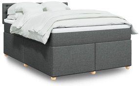 vidaXL Cama com molas/colchão 160x200 cm tecido cinzento-escuro