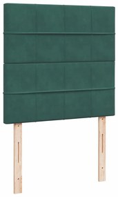 Cama com molas/colchão 90x190 cm veludo verde-escuro