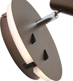 Candeeiro de Parede Moderno Bronze Escuro Com LED e USB-C - Croft