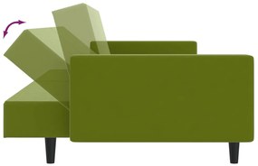 Sofá-cama de 2 lugares veludo verde-claro