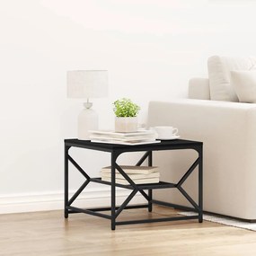 vidaXL Mesa de Café Carvalho Preto com Prateleira, 51x50x40 cm, Feita de Madeira de Engenharia