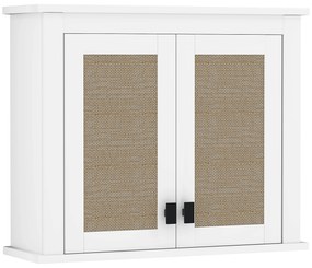 HOMCOM Armário de Parede para Casa de Banho com 2 Portas de Vime PE Prateleira Ajustável 60x19,5x49,4 cm Branco | Aosom Portugal