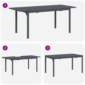 Conjunto de jantar para o jardim 9 pcs Preto Grande Metal