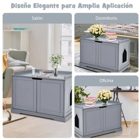 Casa de Areia para Gatos Animais de Estimação com Furo Casa Espaçosa 75 x 53 x 52 cm Cinza