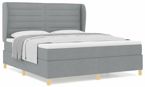 Cama Box Spring vidaXL com Colchão Cinza Claro 180x200 cm Tecido