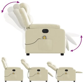 Poltrona massagens reclinável elétrica couro artificial creme