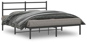 vidaXL Estrutura de cama com cabeceira 160x200 cm metal preto