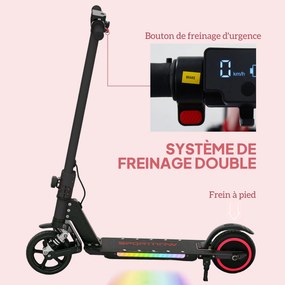 Trotinete Elétrica Dobrável para Crianças, 78 x 32 x 92 cm, Velocidade Máxima de 14 km/h, Preto