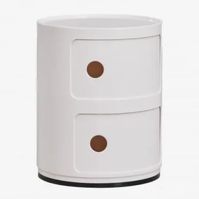 Pack De 2 Mesas De Cabeceira Ø30 Cm Com Prateleiras Babel Branco Quebrado & 2 Gavetas - Sklum