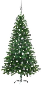 Árvore Natal artificial pré-iluminada c/ bolas 150 cm verde