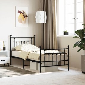 vidaXL Estrutura de cama com cabeceira e pés 80x200 cm metal preto