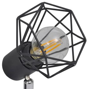 Candeeiro estilo industrial com 2 lâmpadas de filamento LED preto
