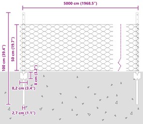 Postes de Cerca vidaXL 11 pcs U-Channel Cinza 60 cm Aço