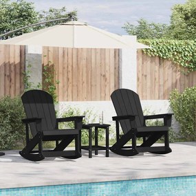 vidaXL Conjunto de Lounge de Jardim 3 pcs Preto HDPE