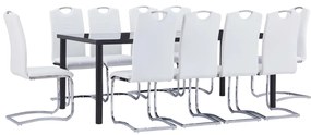 11 pcs conjunto de jantar couro artificial branco