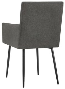 Cadeiras de jantar c/ braços 2 pcs tecido cinzento-acastanhado