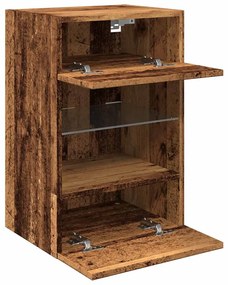 Armários de parede com luzes LED para TV 2 pcs 40x30x60,5 cm madeira v