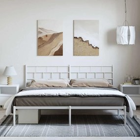 Estrutura de cama com cabeceira 193x203 cm metal branco