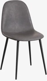 Pack De 4 Cadeiras De Jantar Glamm Preto & Couro Sintético Cinza Antracite & Couro Sintético - Sklum