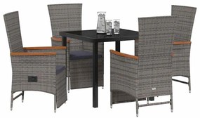 Cadeiras de Jardim Reclináveis com almofada 5 pcs