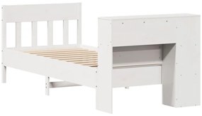 Cama com estante sem colchão 75x190 cm pinho maciço branco