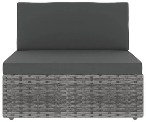 6 pcs conjunto lounge de jardim c/ almofadões vime PE cinzento