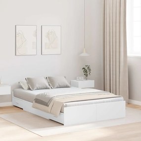 vidaXL Estrado de cama com arrumação com gaveta com cabeceira Branco 120 x 190 cm
