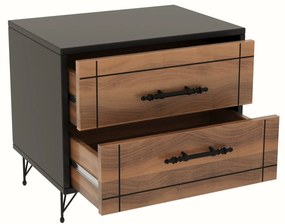 Mesa de Cabeceira Night – Nogueira/Preto – 50x55x40 cm