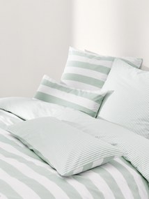 Capa de edredão reversível de algodão às riscas Lorena