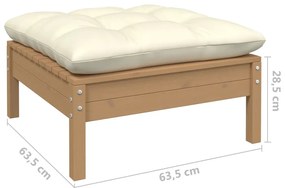 6pcs conj. lounge jardim + almofadões pinho maciço castanho-mel