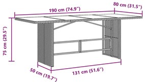 9 pcs conjunto de bistrô para jardim c/ almofadões vime PE bege