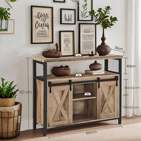 Aparador, armário de cozinha, armário de arrumação 33 x 100 x 80 cm castanho-camelo-preto