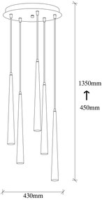Candeeiro de Teto Ugur – Preto – 43 cm diâmetro, 135 cm altura