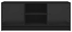 Móvel de TV c/ portas de vidro 102x37x42 cm preto
