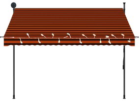 Toldo retrátil manual com LED 250 cm laranja e castanho