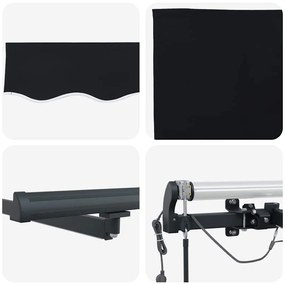 Toldo Retrátil Automático vidaXL com LED Preto 400x350 cm