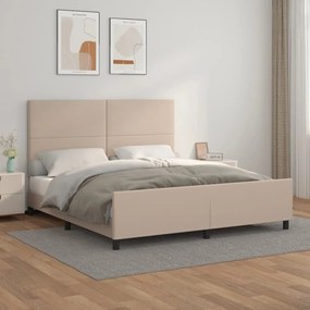 Estrutura cama cabeceira 160x200 cm couro artificial cappuccino