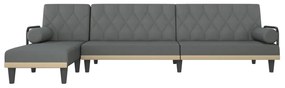 Sofá-cama Chaise Longue 260x140x70 cm tecido cinzento-escuro