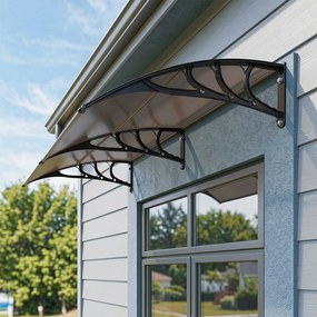 Toldo porta ou janela de Entrada, 197 x 89 x 24 cm, Proteção UV, Castanho