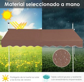 Toldo Exterior Terraço varanda 200 x 125 cm  Altura Ajustável 2-3 m com Manivela e Resistente às Intempéries Castanho