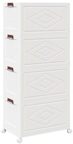 Caixa arrumação empilhável com rodas 4 níveis 75L 64x40x141,5cm